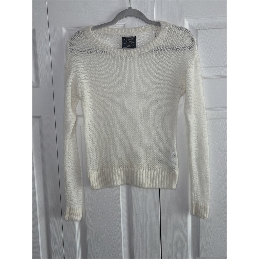 Abercrombie & Fitch Open Knit Sweater Womens Size XS White Y2K Sheer Sweater